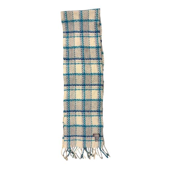 Cashmere Plaid Scarf By Charter Club Blue Tan Cream Warm Cozy Soft - Picture 1 of 3